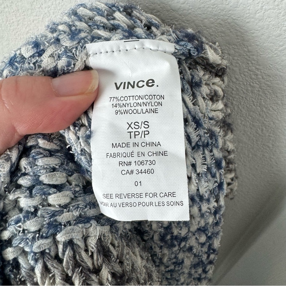 Vince Blue Gray Striped Oversized Cardigan Size XS/S Chunky Knit Fall Winter - Picture 15 of 15